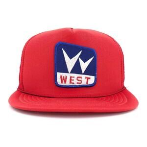 80s West Building Supply red trucker hat 1980s vintage